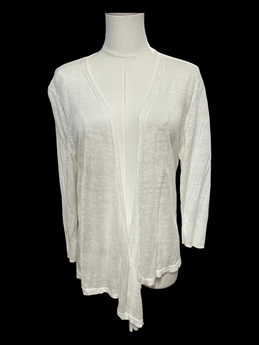 EUC Nic+Zoe White Linen Blend Open Front Cardigan | Size Petite Large